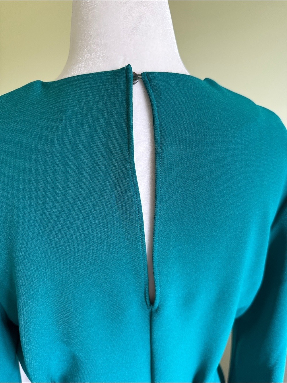 P.A.R.O.S.H. Italian Designer Gathered Tie-Waist Blouse Emerald Teal Green Sz S - Picture 7 of 17